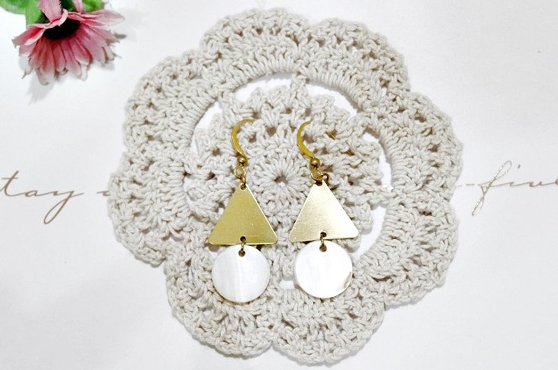 Pure brass shells sea * _ * Hook Earrings - ต่างหู - โลหะ ขาว