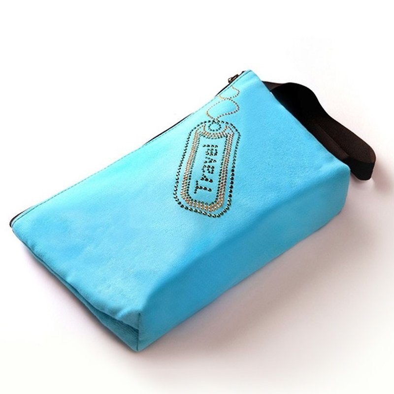 【GFSD】Rhinestone Boutique-Go, Come and Travel-【Departure】Universal Cosmetic Bag - กระเป๋าเครื่องสำอาง - วัสดุอื่นๆ สีน้ำเงิน