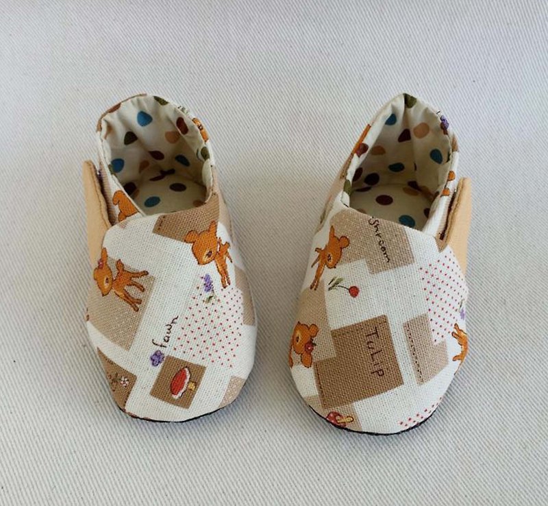 Va handmade shoes series fairy Department Fawn canvas shoes - รองเท้าเด็ก - วัสดุอื่นๆ สีส้ม