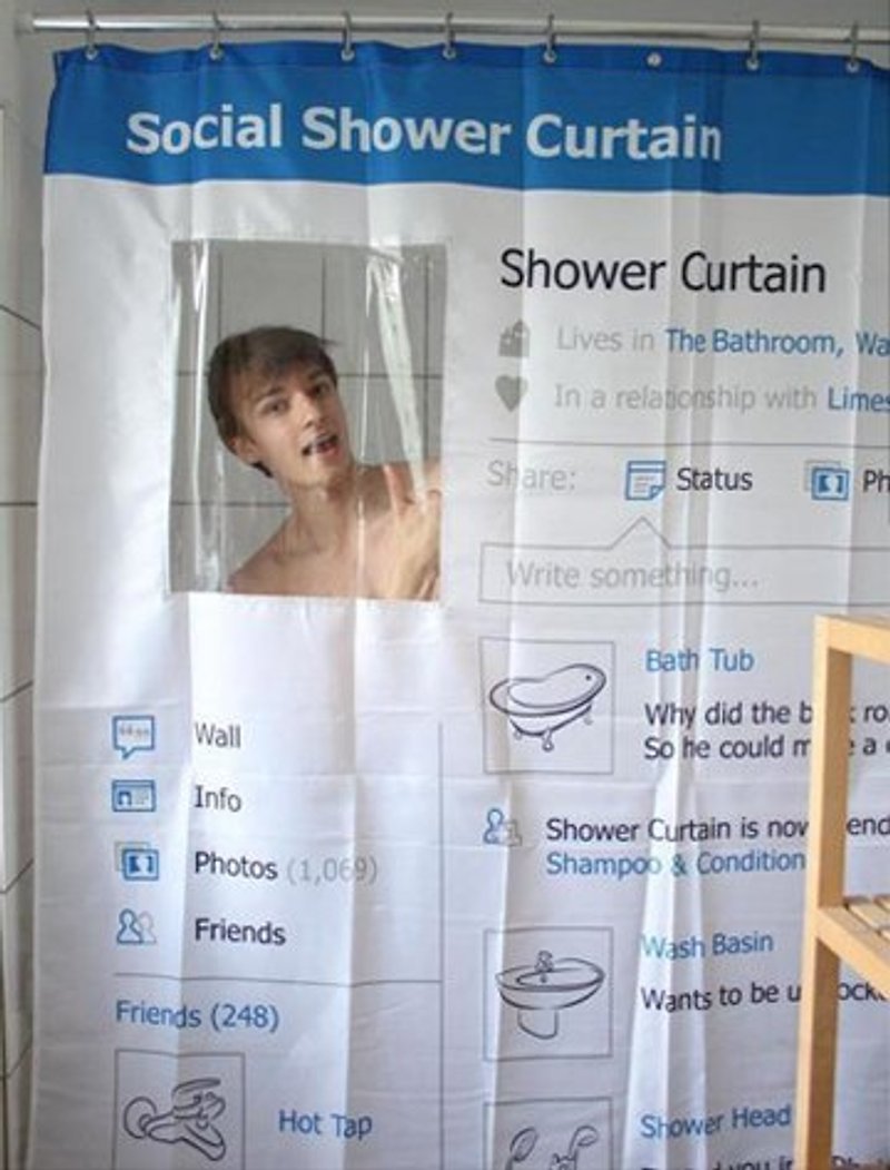 [ 預購！2012.10.23 到貨 ] FB臉書浴簾 Social Shower Curtain - อื่นๆ - วัสดุกันนำ้ 