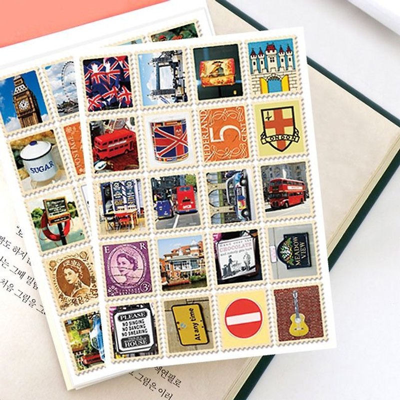 7321 Desgin - Stamp Sticker Set V4 - London A02, 7321-04542 - สติกเกอร์ - กระดาษ หลากหลายสี
