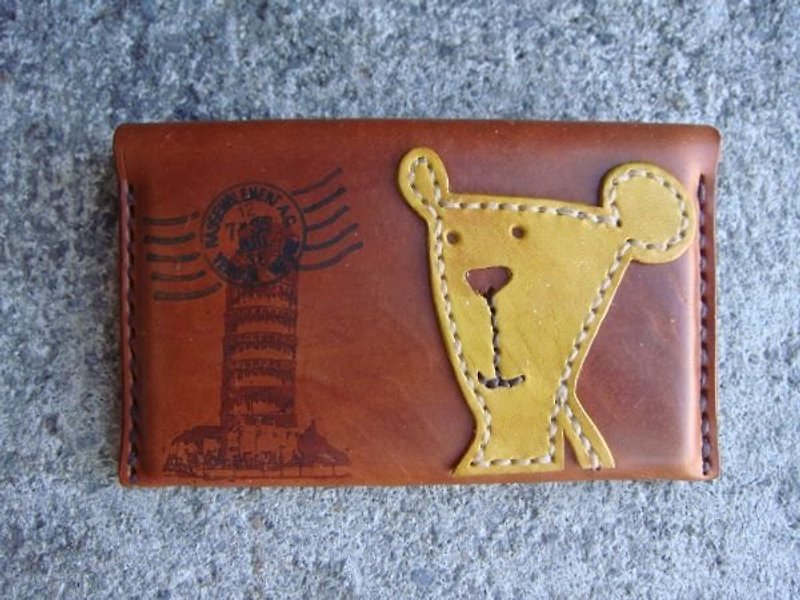 [ISSIS] Envelope-type portable light-weight small card holder/business card holder-- (12) Beanie Bear - แฟ้ม - หนังแท้ สีนำ้ตาล