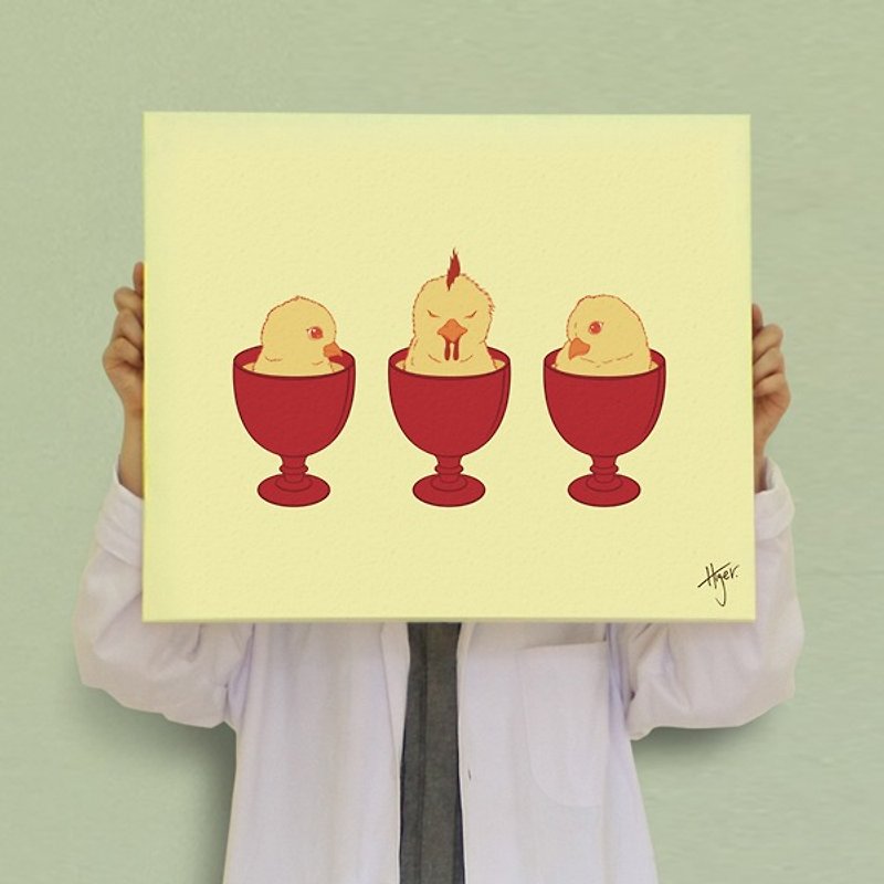 Three cups of chicken / [food] bad series. Digit Table box painting (high textured canvas) - Posters - Other Materials Yellow