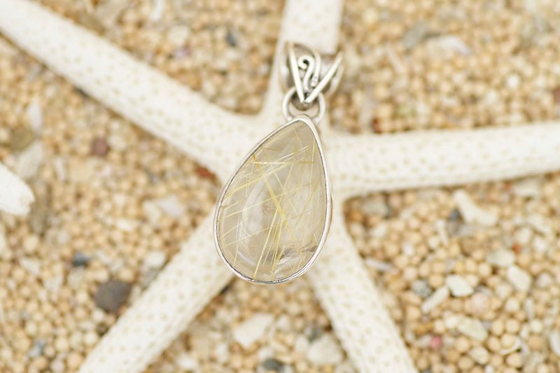 Rutilated quartz pendant top - Necklaces - Gemstone Yellow