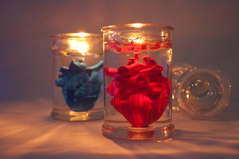 heart to heart 甜蜜情人節  EYE LAB心臟罐裝香氛蠟燭 雙心組 - キャンドル・燭台 - 蝋 レッド