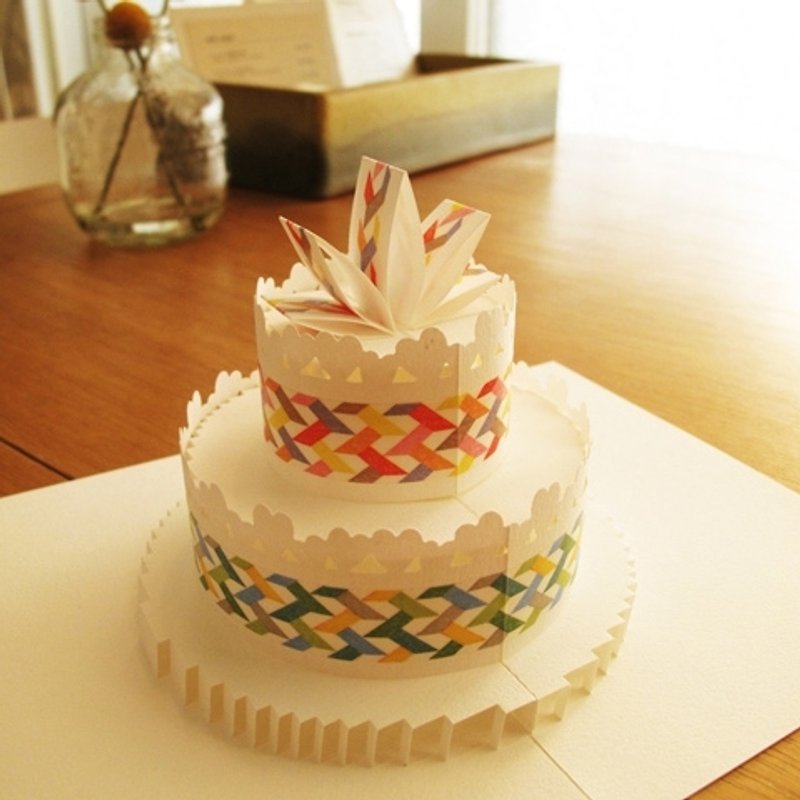 立體紙雕蛋糕卡-彩色延伸 - 卡片/明信片 - 紙 多色