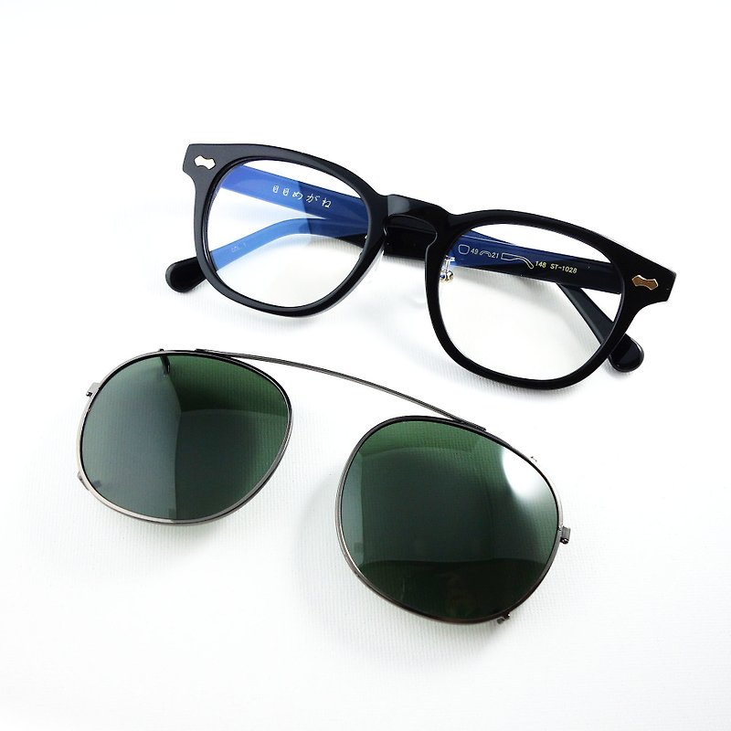 新款經典方框眼鏡 鏡框＋夾片 一鏡兩用 偏光鏡片 - 眼鏡/眼鏡框 - 塑膠 黑色