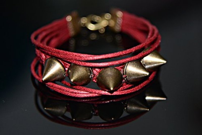 Rivet hand-woven bracelet - Bracelets - Other Materials Red