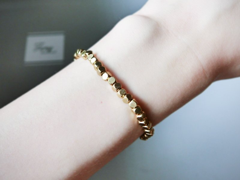 ❖FANG y [wild brass] small square brass basic section series bracelet - Bracelets - Other Materials Gold