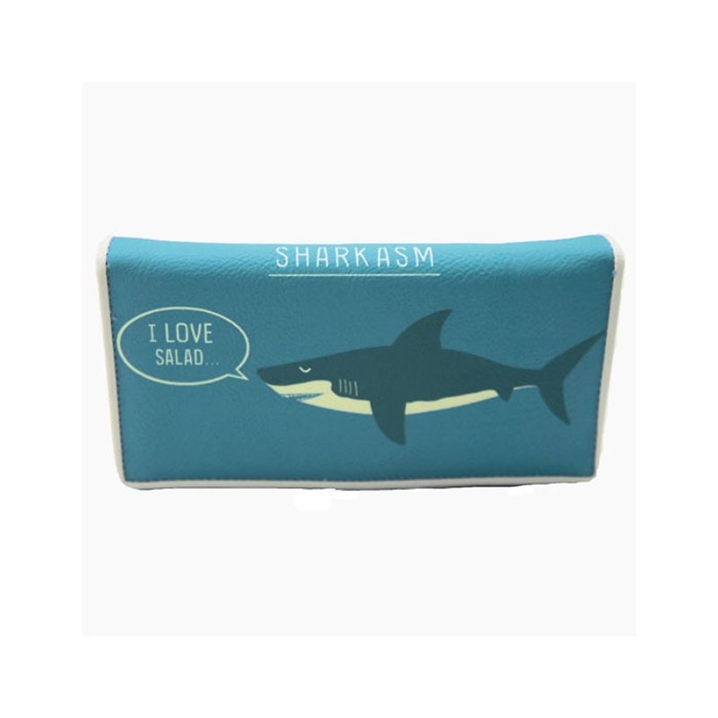 愛吃沙拉的鯊魚轉印童趣長夾  藍色 - 愛雪莉 - 長短皮夾/錢包 - 人造皮革 藍色