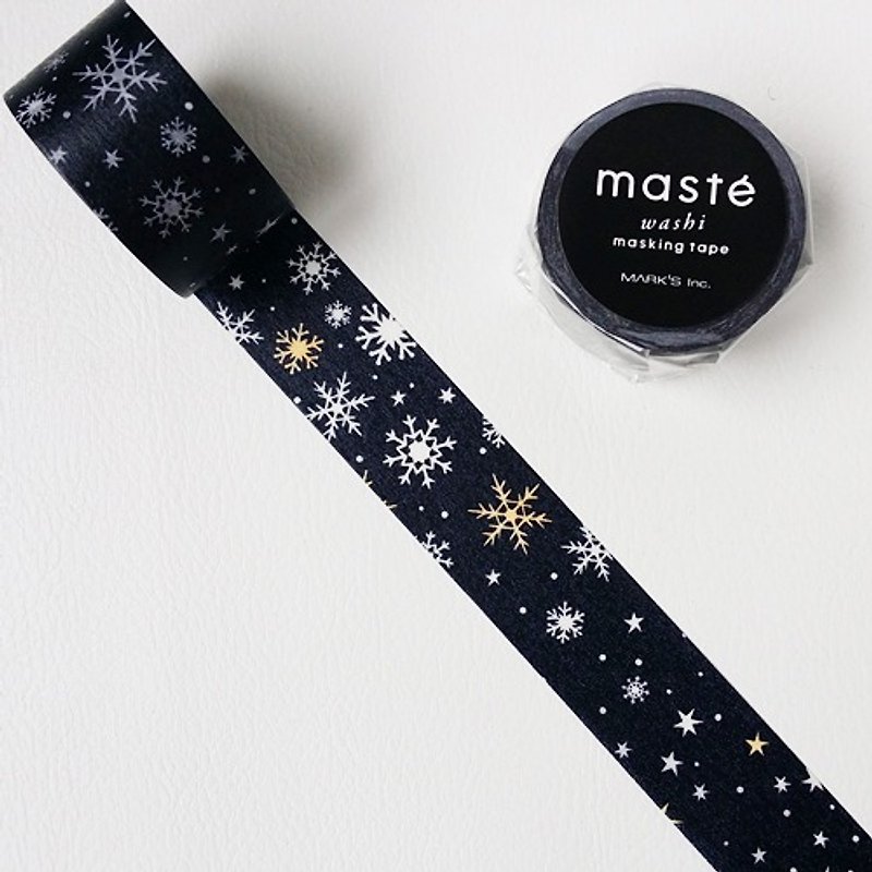 maste 和紙膠帶 2015 Xmas【星星雪花 (MST-MKT113-C)】 - 紙膠帶 - 紙 黑色