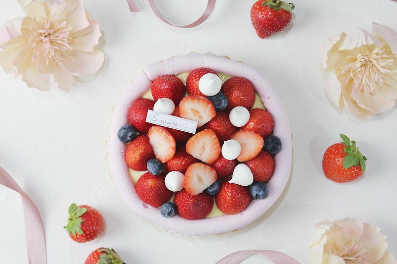開心草莓塔 8吋 | 冬季限定苗栗大湖草莓香甜可口的魅力 - 蛋糕/甜點 - 新鮮食材 紅色