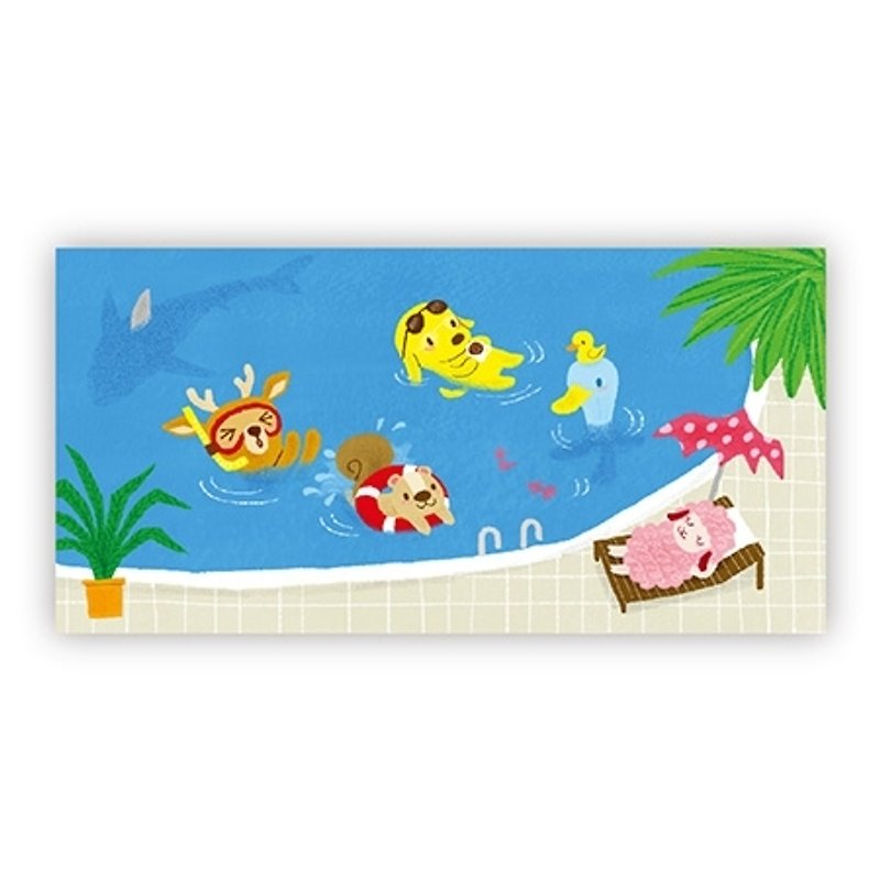 【ポカ】イラストはがき：水遊びも安心（No.37） - カード・はがき - 紙 ブルー
