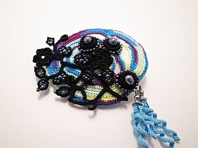 Crochet Lace Jewelry (Liana) Brooch - Brooches - Cotton & Hemp Multicolor