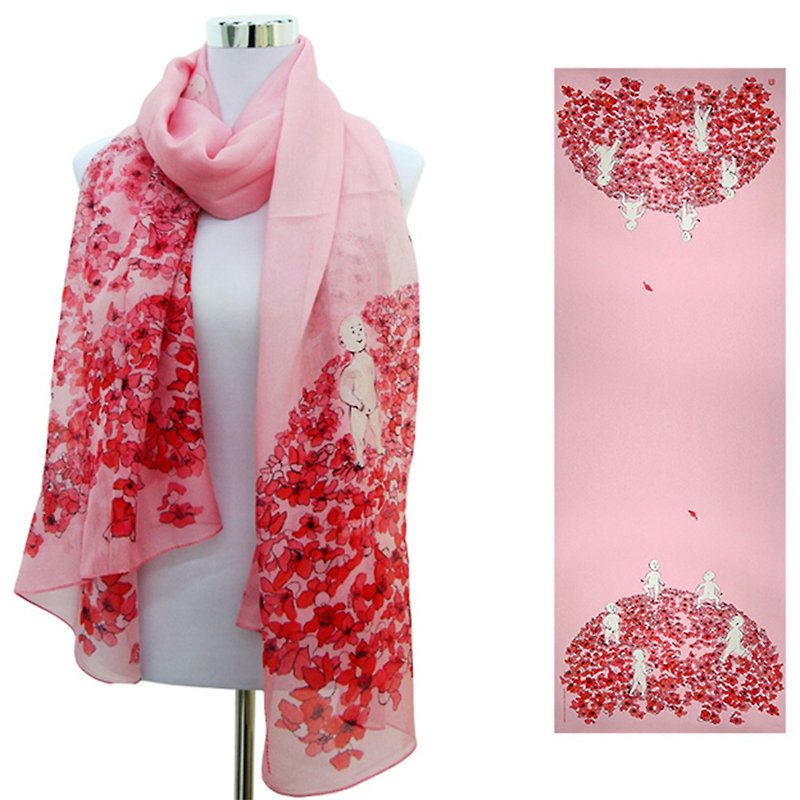 Ceiba Sports Day by Bambi long silk scarf - Scarves - Silk Pink