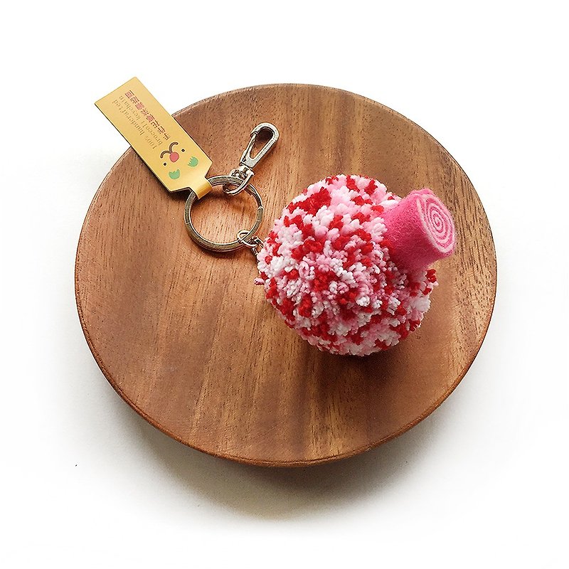粉紅色花椰菜鑰匙圈 - 鑰匙圈/鑰匙包 - 棉．麻 粉紅色