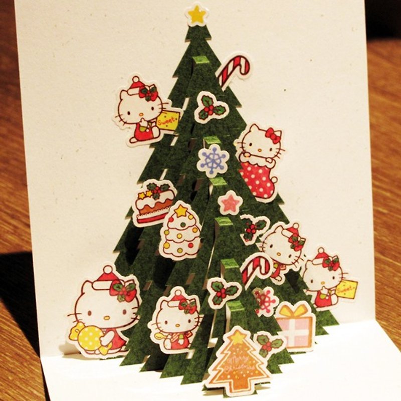 立体ペーパースカルプチャー クリスマスカード - クリスマスツリー (90度バージョン) - カード・はがき - 紙 多色