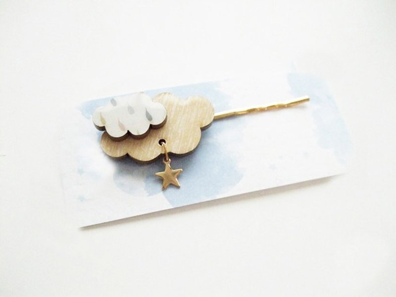 ☆ clouds hairpin hair accessories - เครื่องประดับผม - ไม้ สีทอง