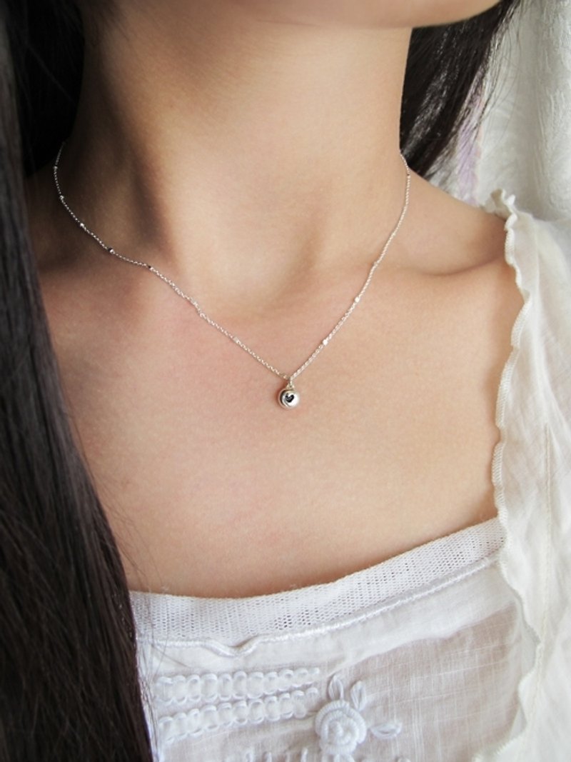 s925 Sterling Silver Necklace-Happiness Heart Happiness Heart - สร้อยคอ - เงินแท้ สีเงิน