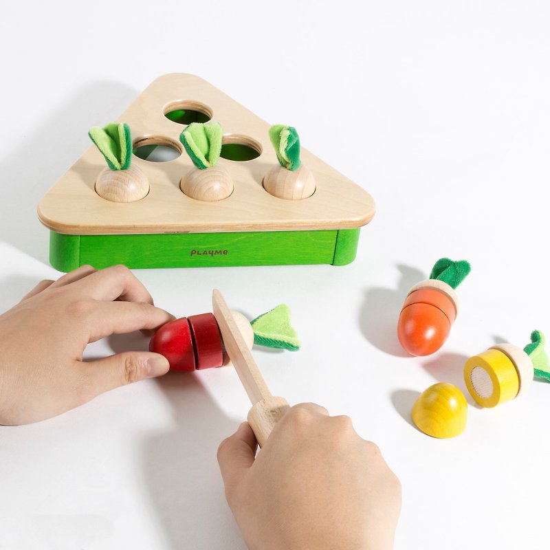 拔蘿蔔對對樂 -木製家家酒兒童 - 嬰幼兒玩具/毛公仔 - 木頭 綠色