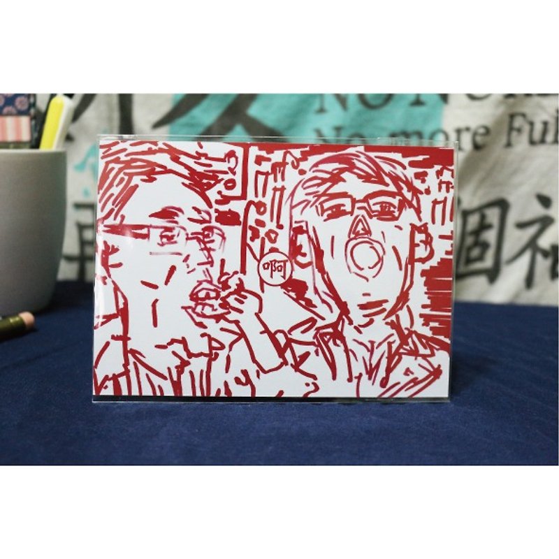 [Ugly people] Delicious admiration-hand-painted postcards - การ์ด/โปสการ์ด - กระดาษ สีแดง