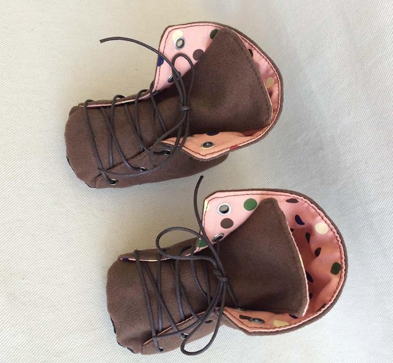 Va handmade shoes series pastels little suede boots (exclusive design models) - รองเท้าเด็ก - วัสดุอื่นๆ สีนำ้ตาล