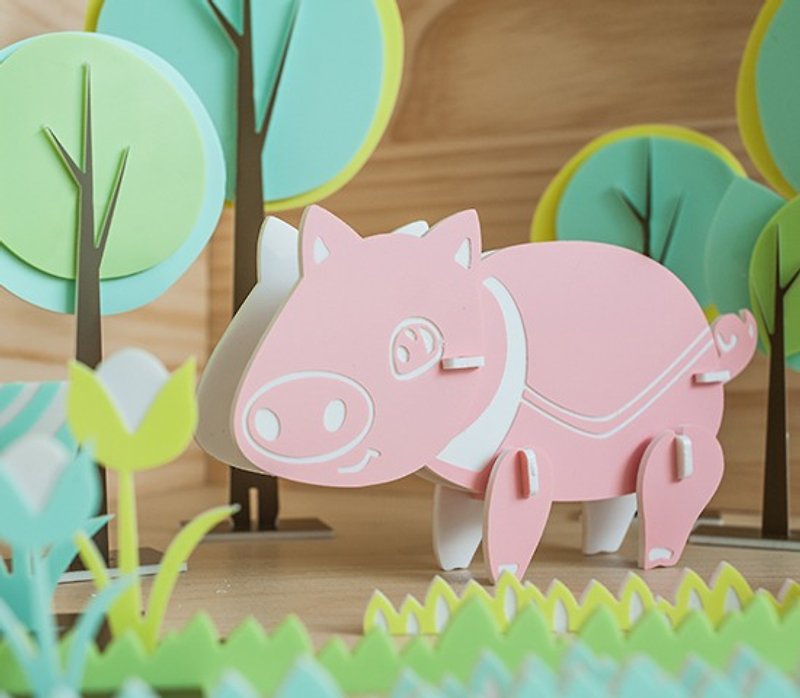 【Puzzle Puzzle】Cute Animal Series // Sweet Little Pig - Kids' Toys - Acrylic Pink