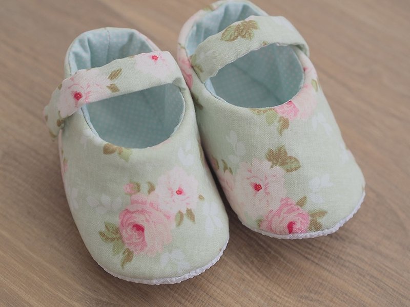 Pink Green Nordic Rose·Baby Shoes - รองเท้าเด็ก - วัสดุอื่นๆ สีเขียว