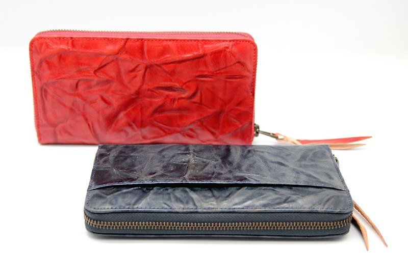 Leather tie dye long zipper bag - Wallets - Genuine Leather 
