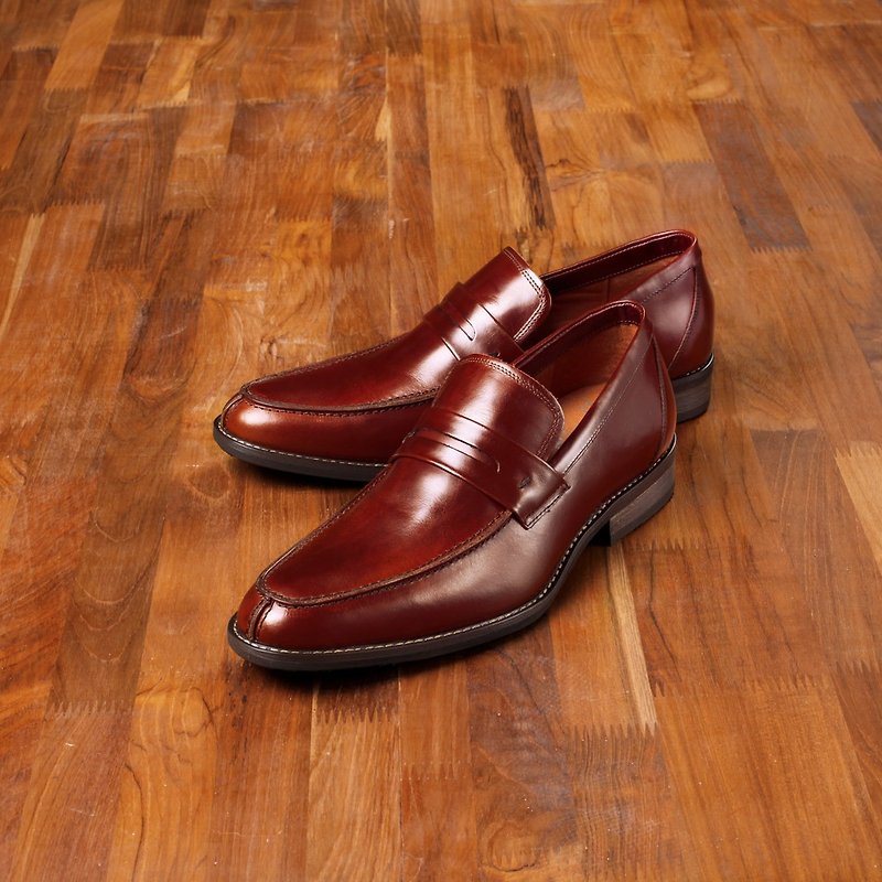Vanger elegant beauty ‧ Metropolitan Ya gentry Shi Lafu slippers Va152 Red Taiwan - รองเท้าลำลองผู้ชาย - หนังแท้ สีแดง