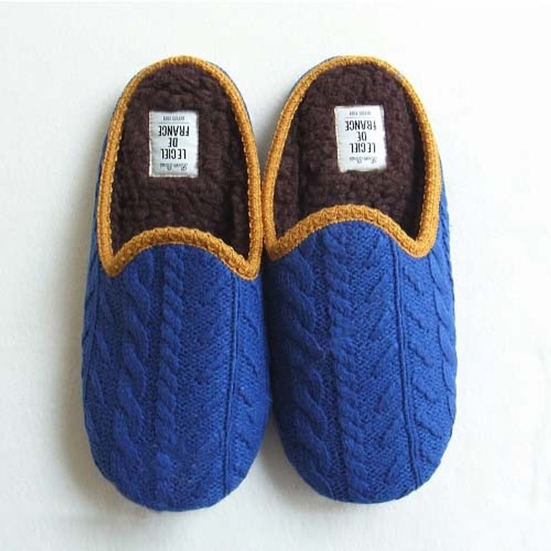 女孩寓所 ::日本CDF etendue 針織室內拖鞋 -藍-男生款 - Women's Casual Shoes - Cotton & Hemp Blue