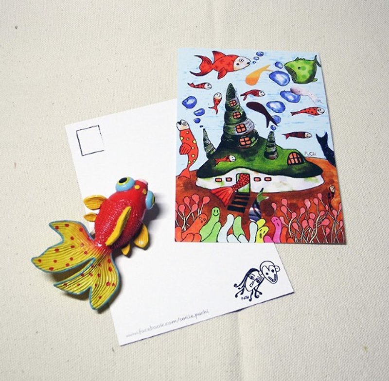 PuChi/Self-Portrait/Girl/Postcard/Undersea Language - การ์ด/โปสการ์ด - กระดาษ หลากหลายสี