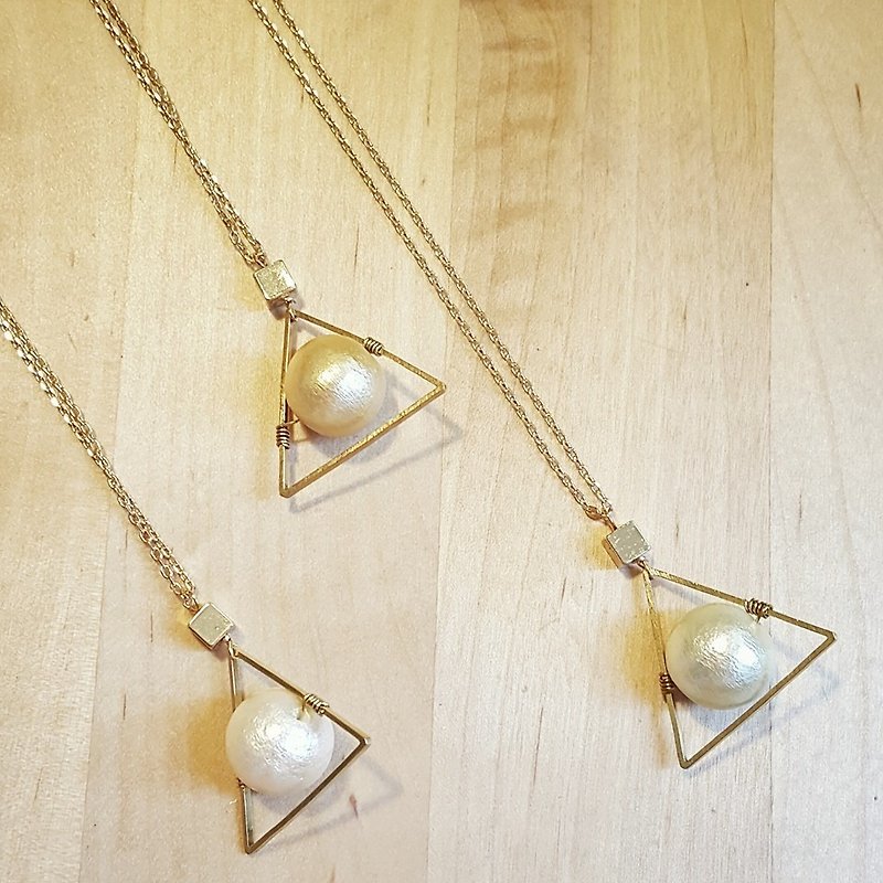 [Atelier A.] simple triangle cotton pique Necklace - สร้อยคอ - วัสดุอื่นๆ 