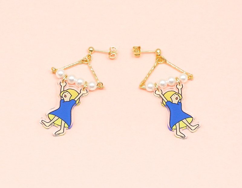 Hanging twin earrings - ต่างหู - อะคริลิค หลากหลายสี