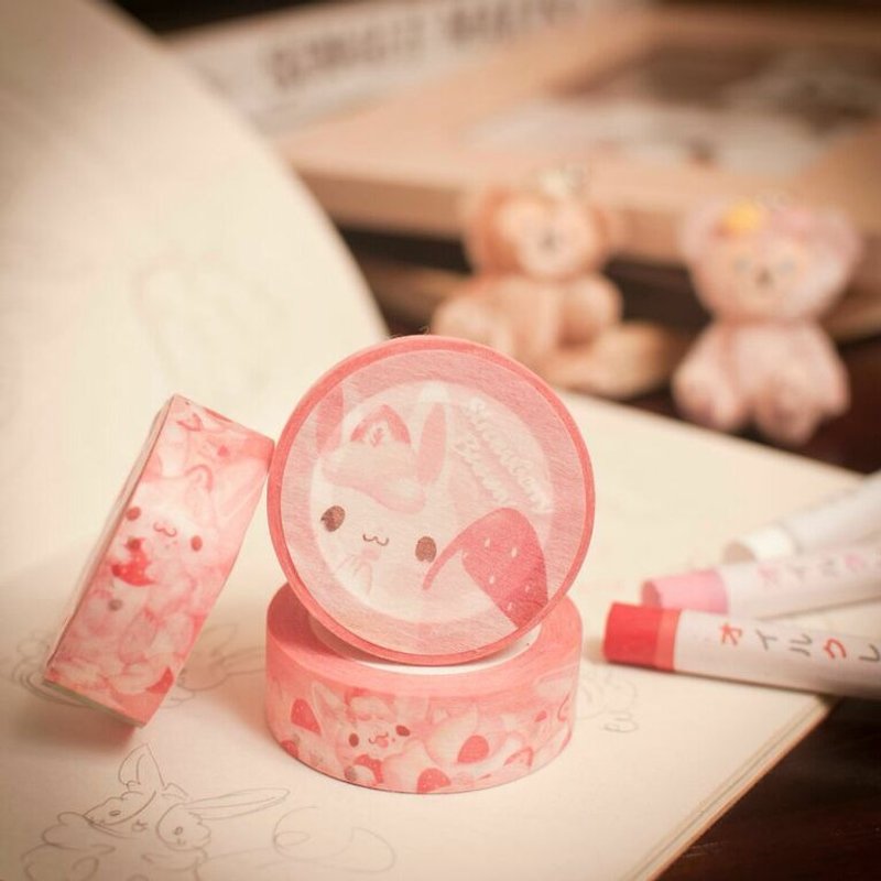 紙膠帶*草莓兔 - 紙膠帶 - 紙 粉紅色