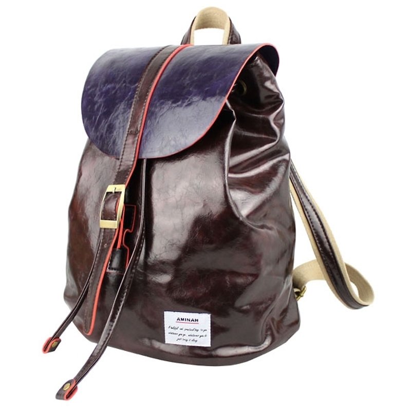 AMINAH-Brown naughty small backpack [am-0262] - Backpacks - Faux Leather Brown