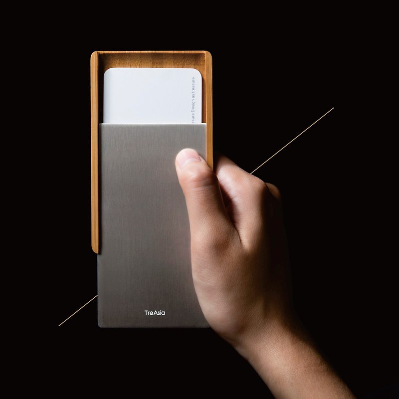 [TreAsia] SLIDE︱Bamboo Card Case_ smoked bamboo business card holders _ gray [Pause Sold] - Folders & Binders - Bamboo Gray