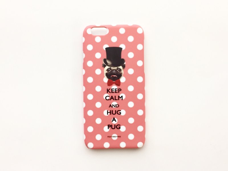 [ YONG ] Keep Calm & Hug A Pug Phone Case (Pink) for Samsung Note & Galaxy / HTC New One / SONY Z - Phone Cases - Plastic Pink