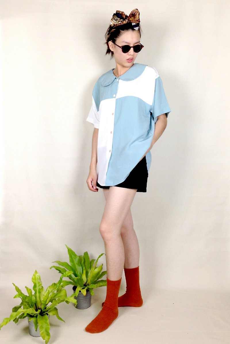 Priceless knew │ │ color splicing vintage shirt VINTAGE / MOD'S - Women's Shirts - Other Materials Blue