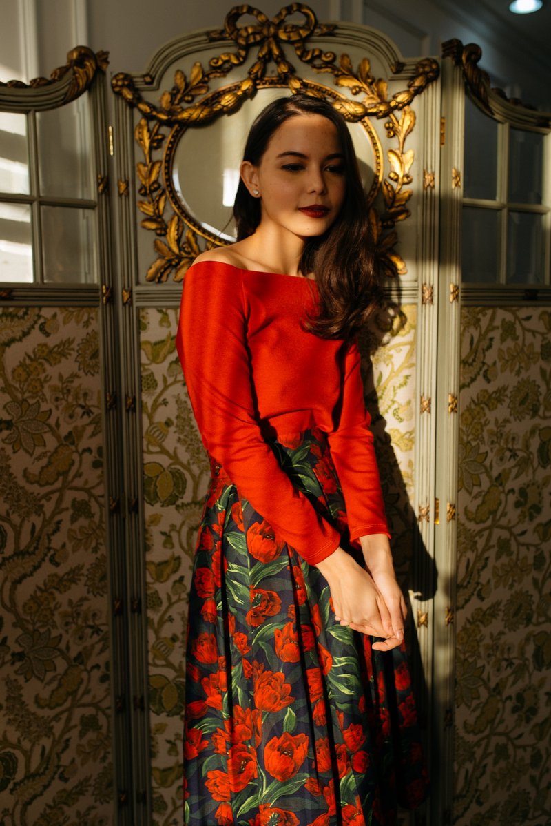 Red Tulip Skirt - 裙子/長裙 - 棉．麻 多色