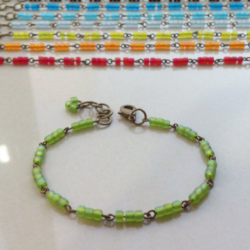 Japanese Bronze bead bracelet ~青苹果乐园 - Bracelets - Other Materials Green