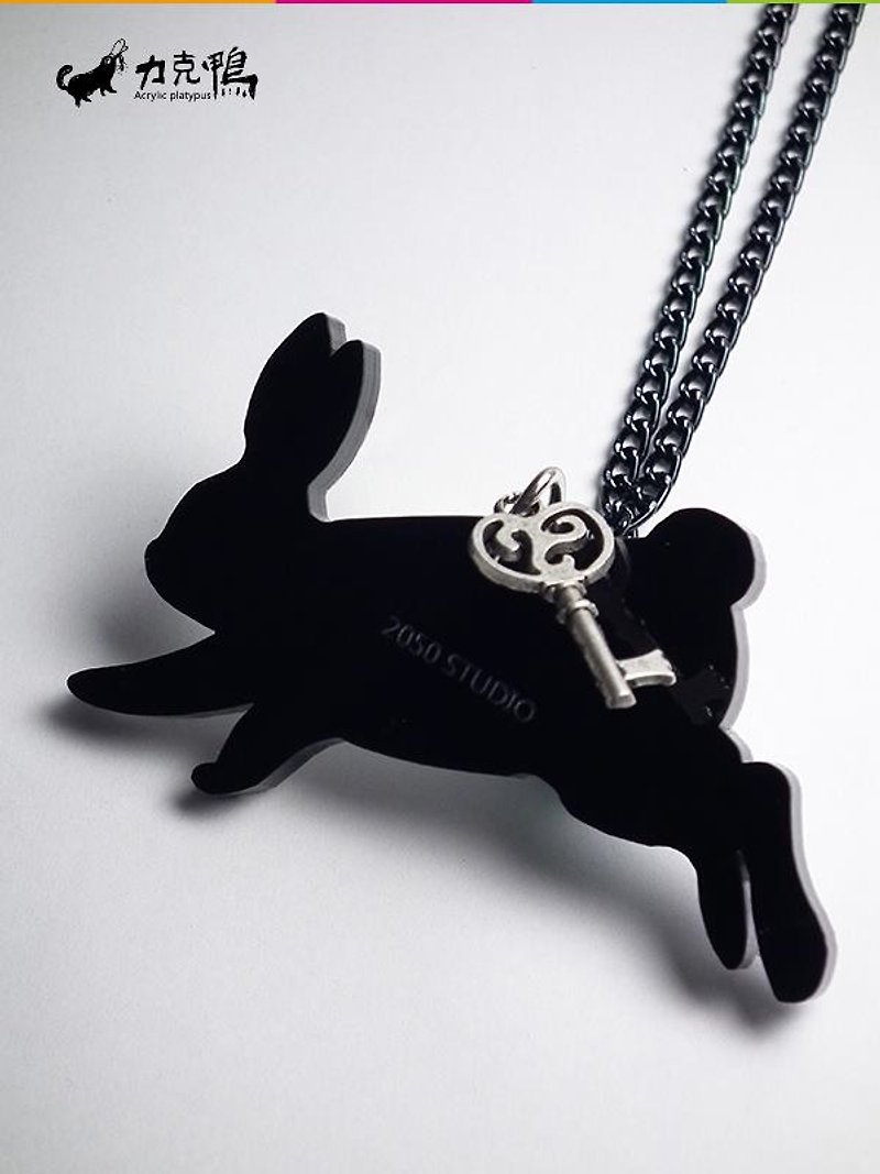 Lectra Duck▲Happy Rabbit (Running)▲Necklace/Key Ring - Necklaces - Acrylic Black