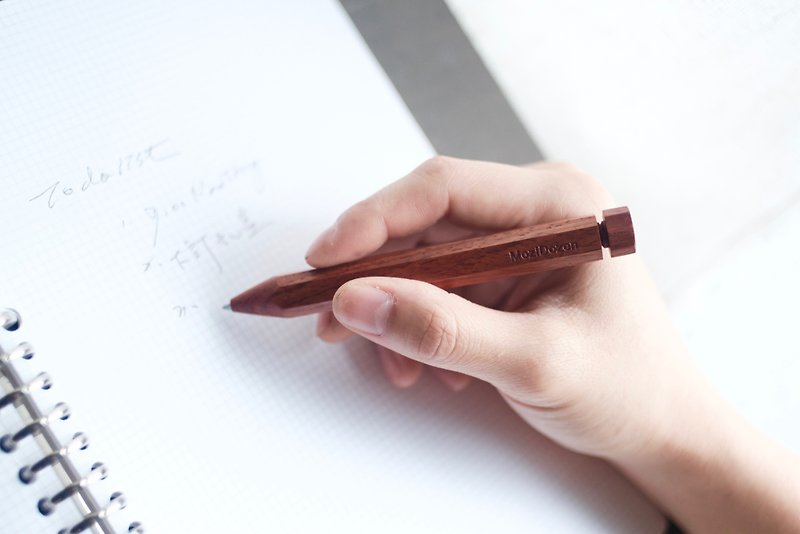 ボールペン-紫檀と筆箱 l 木製文具 0.8mm - 水性ボールペン - 木製 カーキ