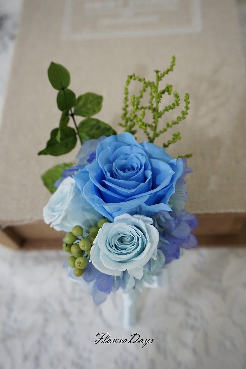 Happy groom boutonniere best man officiate - amaranth stars flowers - corsage*exchange gifts*Valentine's Day*wedding*birthday gift - ตกแต่งต้นไม้ - พืช/ดอกไม้ สีน้ำเงิน
