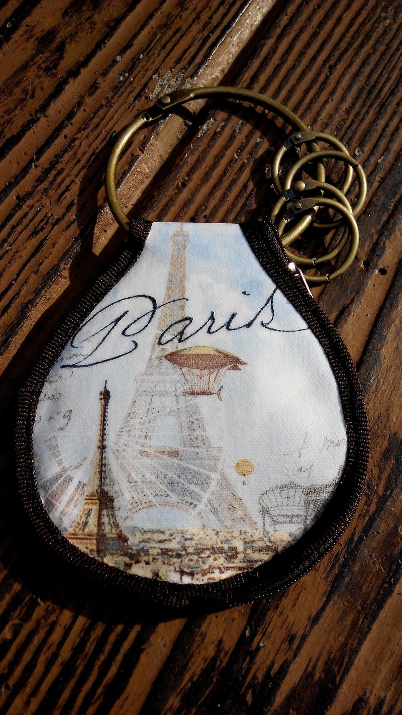 交換禮物 巴黎天空鑰匙零錢包 - 鑰匙圈/鑰匙包 - 其他材質 藍色