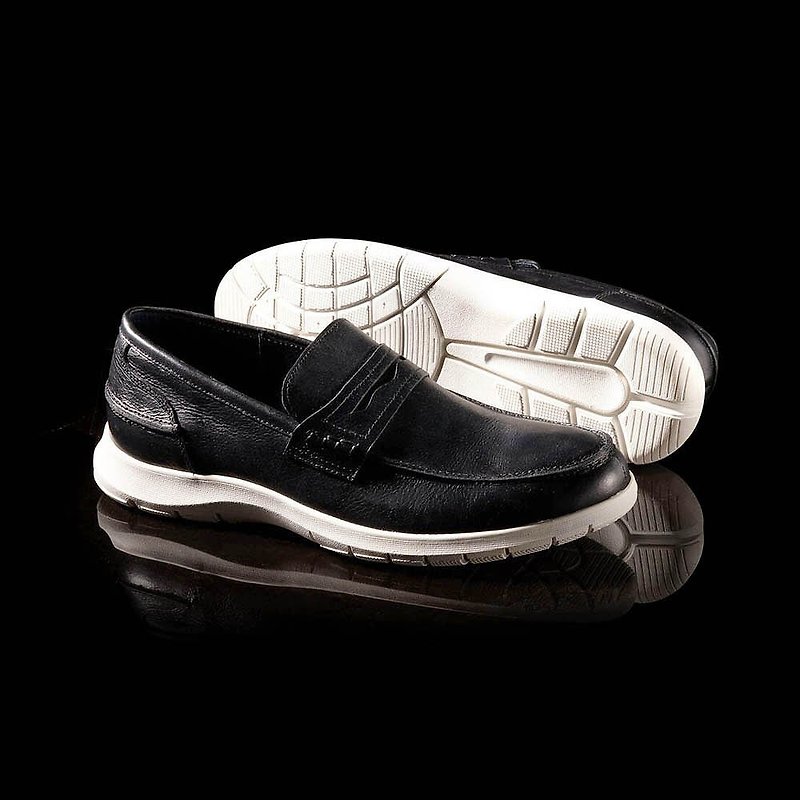Vanger elegant beauty ‧ sports trends Carrefour casual shoes Va202 black - รองเท้าอ็อกฟอร์ดผู้ชาย - หนังแท้ สีดำ