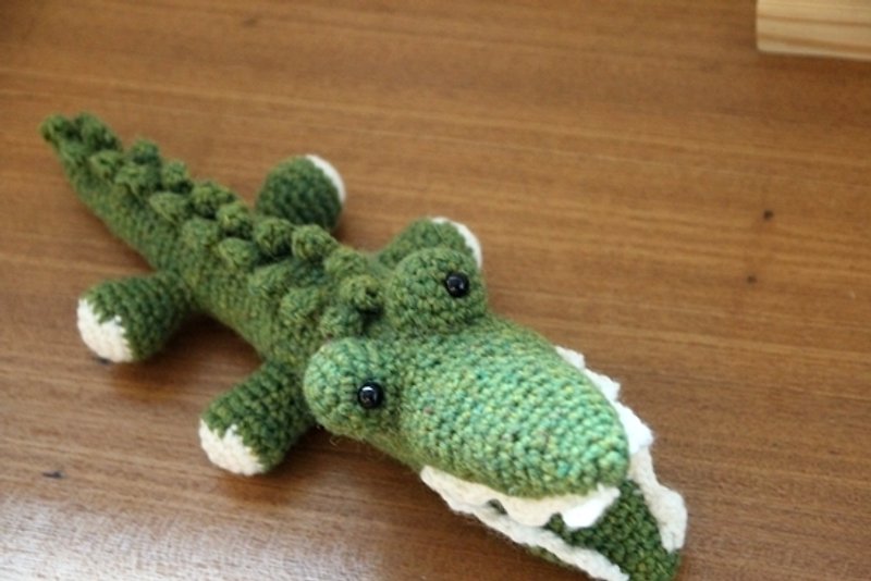 毛線動物 毛線娃娃 毛線鱷魚 趴趴款鱷魚 - 嬰幼兒玩具/毛公仔 - 其他材質 綠色