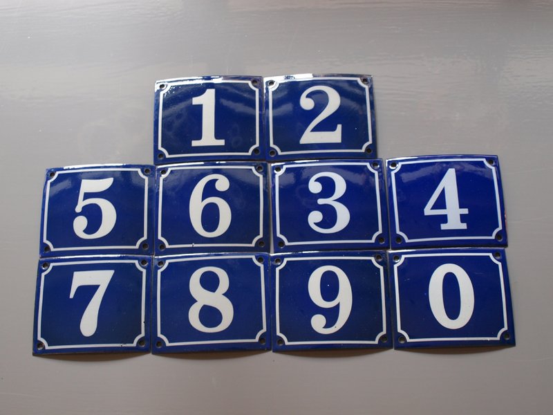 中文名稱:琺瑯門牌 號碼牌 數字1-0 - 壁貼/牆壁裝飾 - 其他材質 藍色