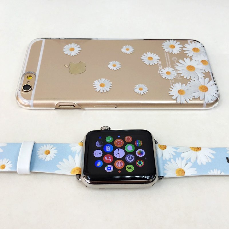 [Gift Packaging] Apple Watch Series 1 , Series 2 and Series 3 - Chrysanthemum White Floral Pattern Soft / Hard Case + Apple Watch Strap Band - Other - Other Materials 