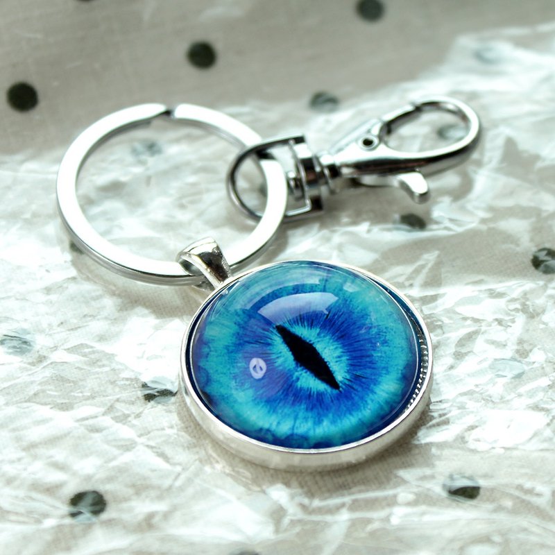 CAT EYE 30mm Large Cat Eye Silver Simple Keyring - Keychains - Other Metals Gray